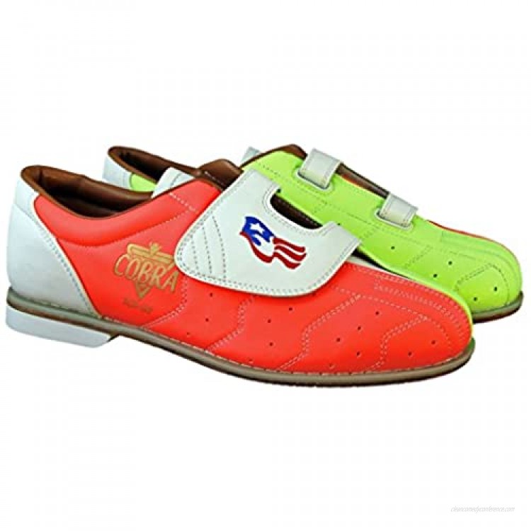 Bowlerstore BSHSTCRGVLADY1S18 Ladies Glow TCR-GV Cobra Rental Bowling Shoes 12 US M Neon Yellow/Orange/White