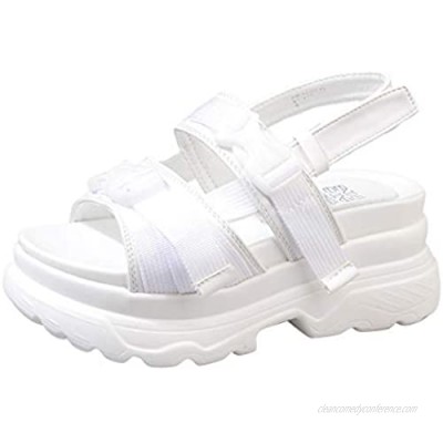 VonVonCo Sandals for Women Platform Sandals Ladies Flats Comfortable Wedge High Heels Buckle Summer Shoes