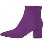 FSJ Women Dressy Pointed Toe Ankle Boots Chunky Block Heels Side Zipper Booties Formal Shoe Size US 4-15