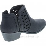 SODA CHANCE Womens Perforated Cut Out Stacked Block Heel Ankle Booties