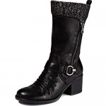 BareTraps Womens Wylla Faux Leather Knit Trim Mid-Calf Boots