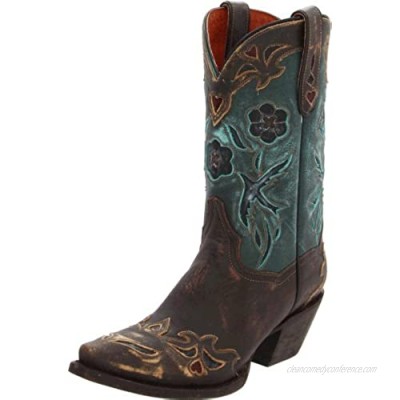 Dan Post Boots Womens Blue Bird Snip Toe Western Cowboy Boots Mid Calf Mid Heel 2-3" - Brown