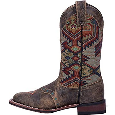 Laredo Womens Scout Square Toe Western Cowboy Boots Mid Calf Low Heel 1-2" - Brown