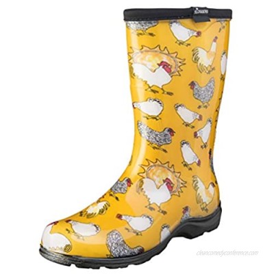 Sloggers Women's Waterproof Rain and Garden Boot with Comfort Insole  Chickens Daffodil Yellow  Size 7  Style 5016CDY07
