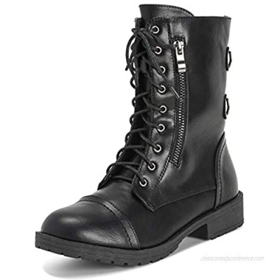 Viva Womens Combat Outside Military Winter Fashion Mid Calf Pocket Zip Boots