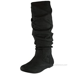 Cambridge Select Women's Round Toe Slouchy Knee-High Flat Boot