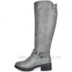 DREAM PAIRS Women's Knee High Motorcycle Riding Winter Boots