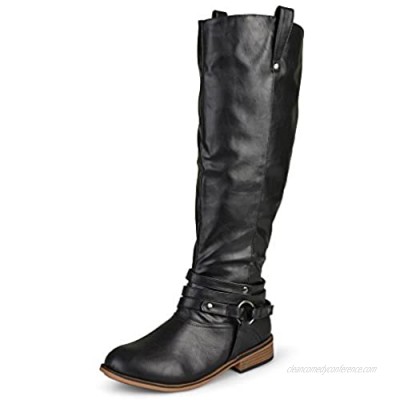 Journee Collection Womens Regular Sized  Wide-Calf and Extra Wide-Calf Ankle-Strap Knee-High Riding Boot