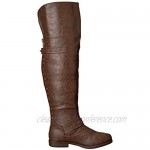 Brinley Co Women's Sugar Over The Knee Boot Brown 9 Wide/Wide Shaft US