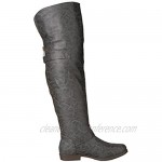 Brinley Co Women's Sugar Over The Knee Boot Grey 7 Wide/Wide Shaft US