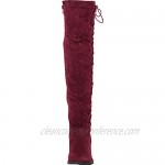 Cambridge Select Women's Thigh-High Corset Side Lace Low Heel Over The Knee Boot