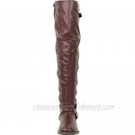 Cambridge Select Women's Thigh-High Strappy Buckle Over The Knee Riding Boot