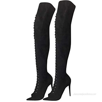 Cape Robbin Runway Thigh High Over The Knee Boots  Peep Toe Stiletto Heel  Fashion Dress Boots for Women