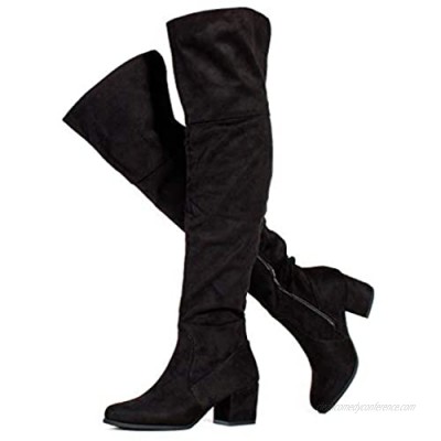 RF ROOM OF FASHION Paris-25 Women's Block Heel Pullon Over The Knee Boots (Medium Calf)