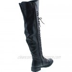 SHOEDEZIGNS Travis 05 Women Military Lace Up Thigh High Combat Boot