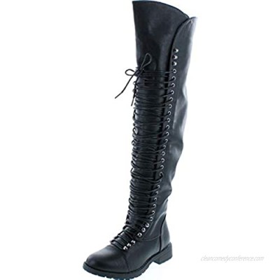 SHOEDEZIGNS Travis 05 Women Military Lace Up Thigh High Combat Boot