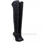 Stupmary Women's Over The Knee High Boots Pointed Toe Thigh High Bootie Stiletto Zipper
