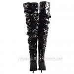 Womens Bling Peep Toe Thigh High Boots Slouch Zipper Sequin Stiletto High Heel Over The Knee Boot