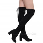Women's Thigh High Boots Stretchy Over The Knee Chunky Block Heel Boots