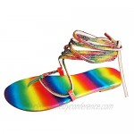 Aunimeifly Women's Crystal Rhinestones Open Toe Sandals Summer High Top Low Heel Buckle Strap Flat Shoes