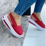 HEOLIEN Women?s Comfy Sports Knit Sandals Ladies Open Toe Comfy Shoes Gradation Thick Bottom Fish Mouth Beach Casual Sandals