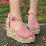 Kledbying Espadrilles Sandals for Women Flat Wedges Sandals Platform Casual Summer Middle Heels Open Toe Sandals