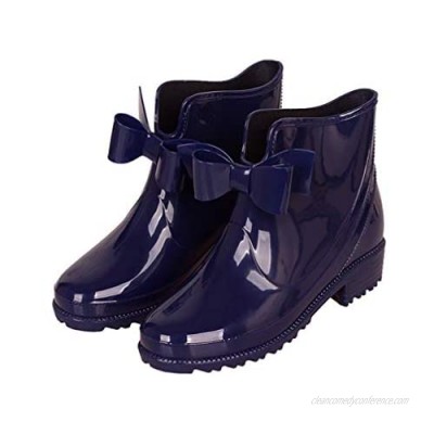 Women Short Ankle Rain Boots Bowknot Waterproof Rubber Anti Slip Rain Shoes Outdoor Booties