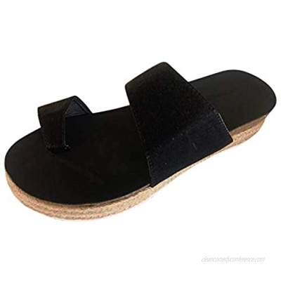 Women's Wedge Sandals Toe Ring Casual Summer Open Toe Women Platform Wedges Sandals Comfortable Non-slip Beach Shoes