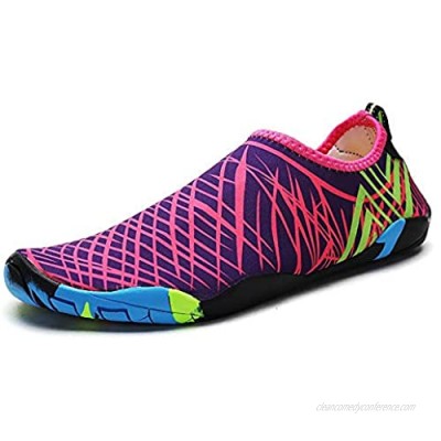 Yangmani Multi-Size Diving Shoes Snorkeling Shoes Speed Interference Water Upstream Shoes Outdoor Beach Shoes Men and Women Swimming Shoes Purple + Red Pattern