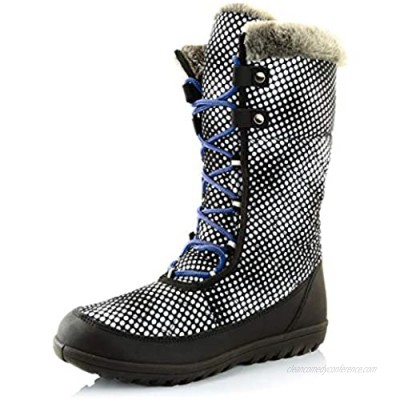 DailyShoes Women's Comfort Round Toe Mid Calf Flat Ankle High Eskimo Winter Fur Snow Boots  Royal Blue