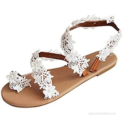 Split Toe Flip Flops Strappy Flat Sandals for Women Dressy Flower Decoration Lightweight Soft Sole Casual Shoes Simple Beautiful Breathable Summer Woman Sandals Wedges Sandals