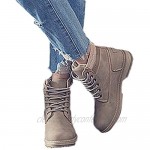 Women Lace Up Ankle Boots Casual Bootie Round Toe Shoes Student Snow Boots
