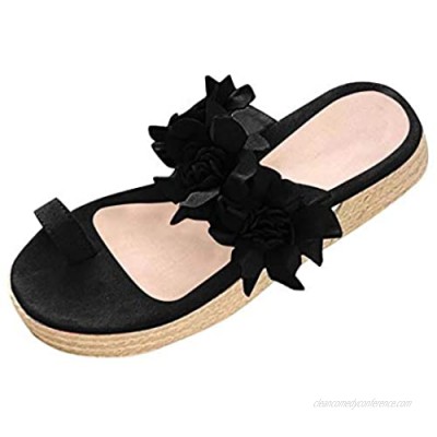 Women Summer Casual Daily Flower Slip On Platform Sandals Thick Bottom Slippers