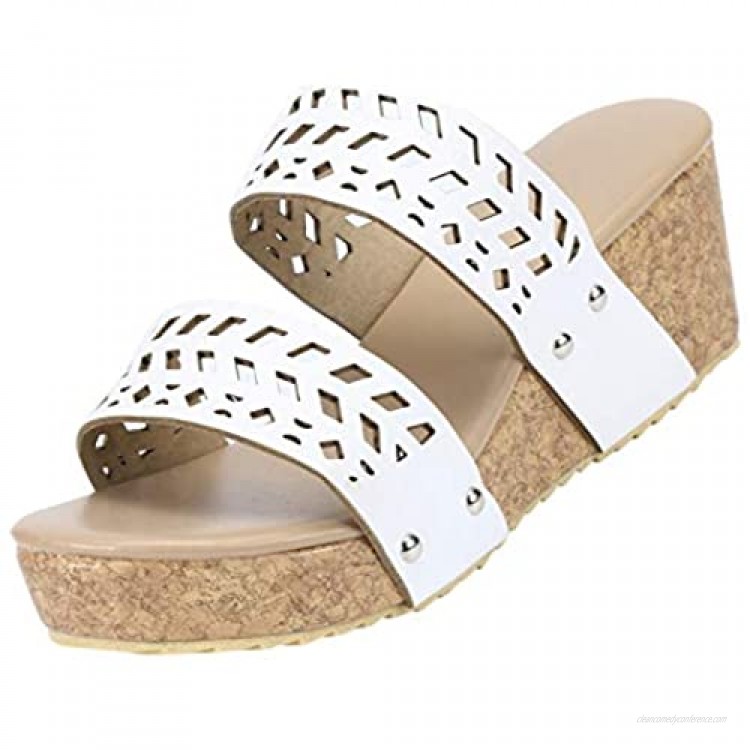 Women's Summer Slip-On Wedges Hollow Out Beach Open Toe Breathable Sandals Shoes