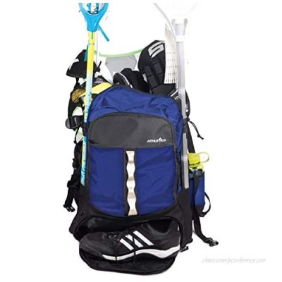 Athletico Lacrosse Bag - Extra Large Lacrosse Backpack - Holds All Lacrosse or Field Hockey Equipment - Two Stick Holders and Separate Cleats Compartment