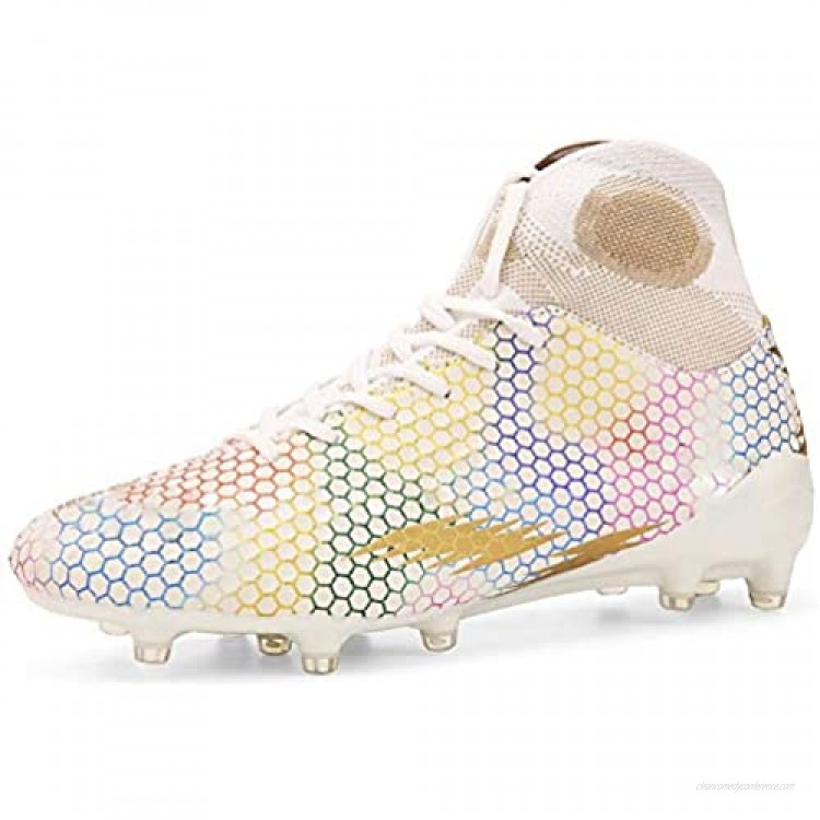 WELRUNG Unisex's AG Cleats Professional Long Studs Wear Resistant Football Training Athletic Soccer Shoes for Youth