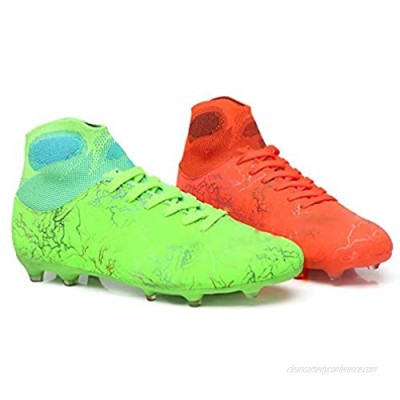WELRUNG Unisex's AG Cleats Training Athletic Non-Slip Long Studs High-Top Football Soccer Shoes for Youth